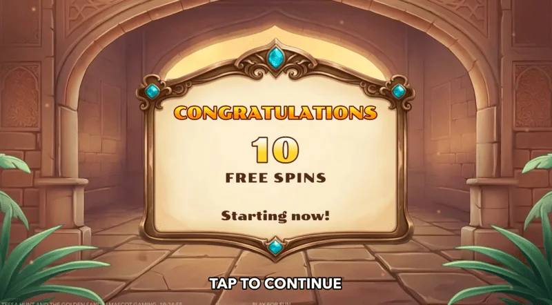 Tessa Hunt and the Golden Sands - 10 free spins trigger