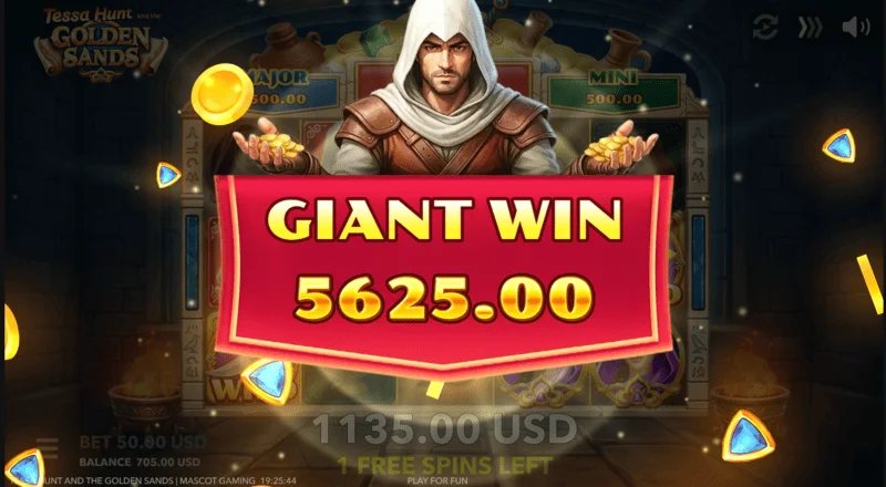 Tessa Hunt and the Golden Sands - giant win with jackpot